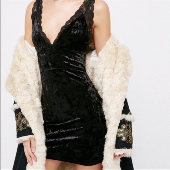 Free People Dresses & Skirts - Free People Black Velvet Viper Lace Mini Dress